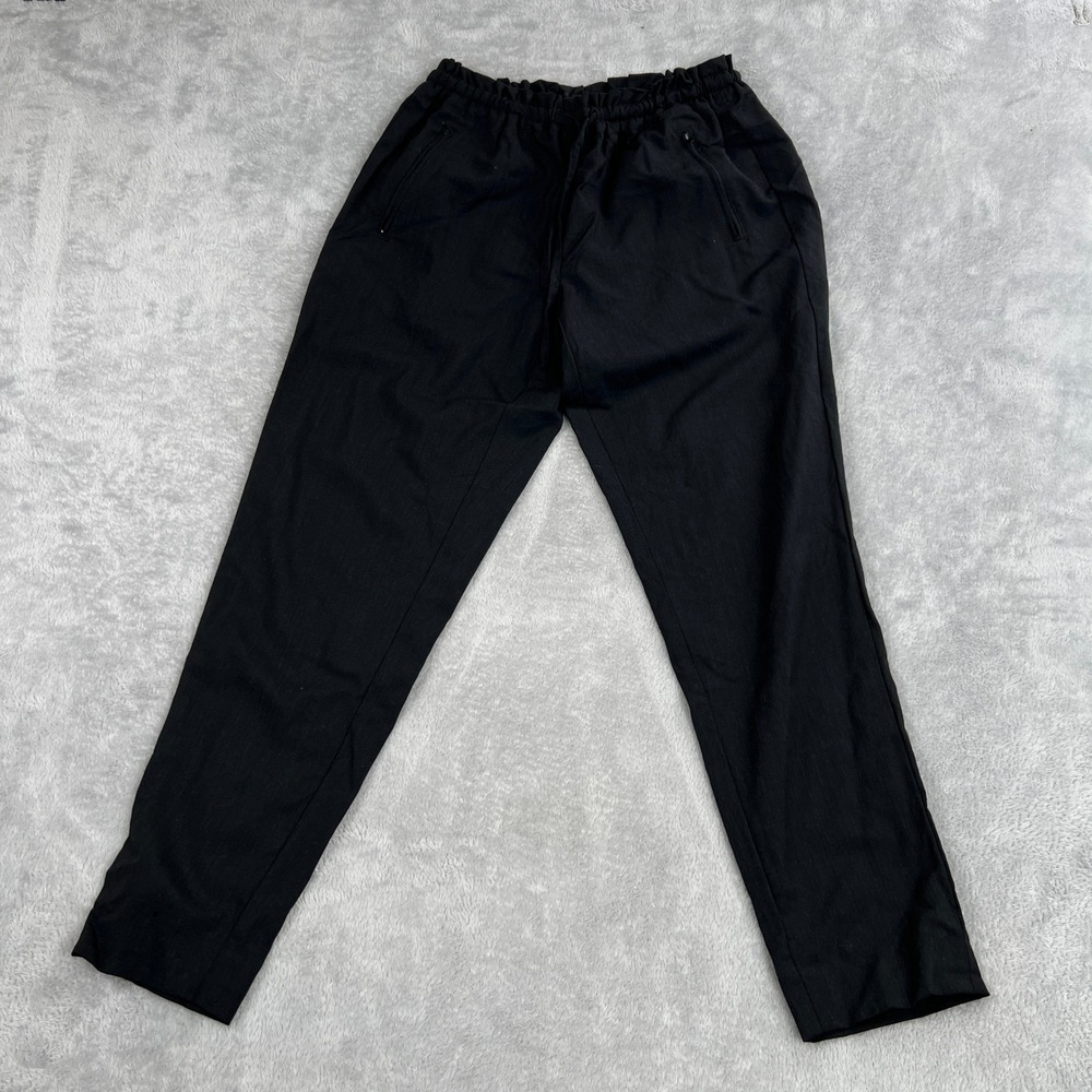 Coach Wool Trousers Womens Black Elastic Waist Straight Leg Pants 24-28 Holes
